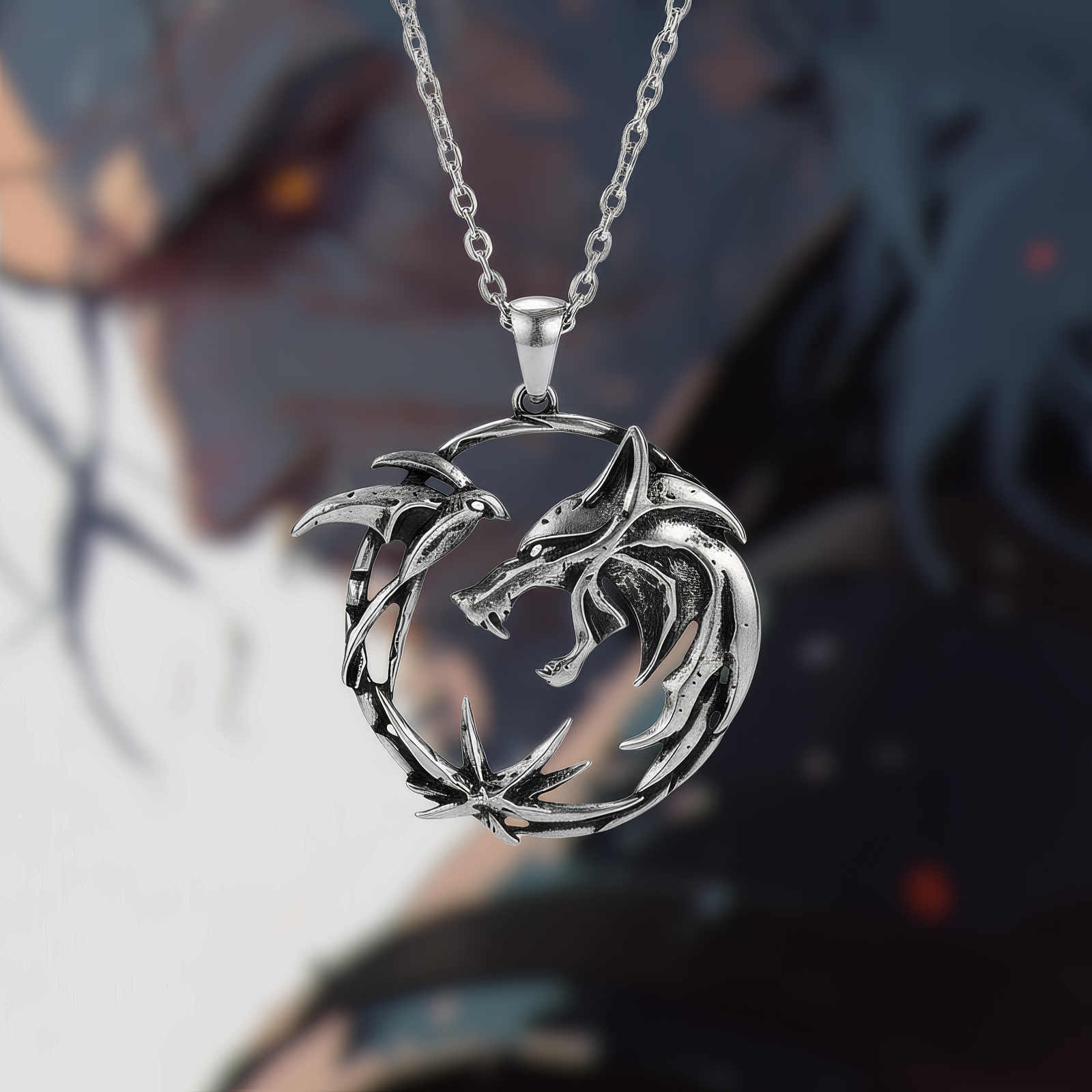 The Witcher Silver Wolf Necklace
