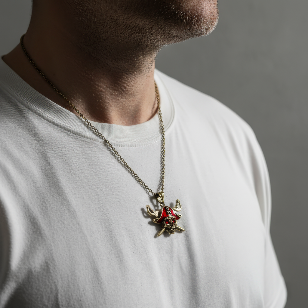 Ruby Skull Necklace